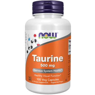 Taurina, 500 mg, 100 Cápsulas Vegetais, NOW Foods