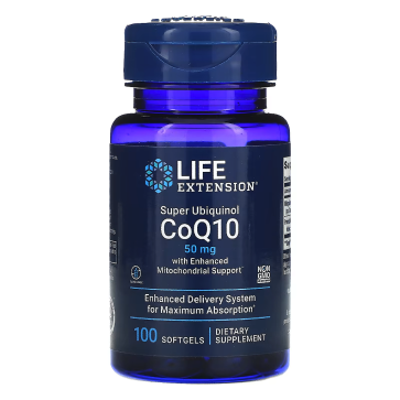 Super Ubiquinol CoQ10 com Suporte Mitocondrial Enriquecido, 50 mg, 100 Cápsulas Softgel, Life Extension