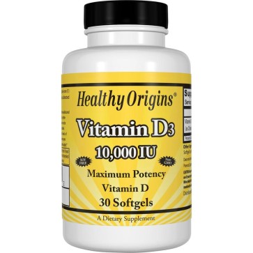 Vitamina D3, 10.000 UI, 250 mcg, 30 Cápsulas Softgels, Healthy Origins