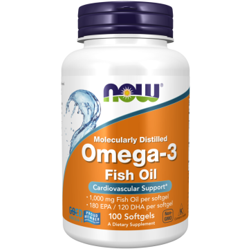 Ômega-3, 1.000 mg, 180 EPA/120 DHA, 100 Cápsulas Softgel, NOW Foods