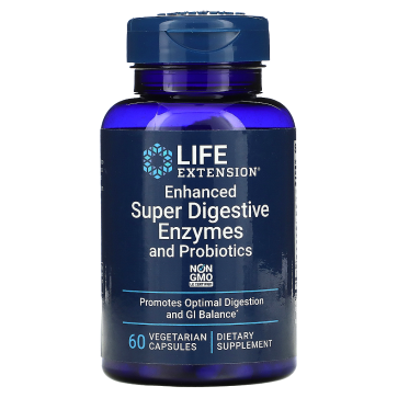 Enzimas Super Digestivas e Probióticos Aprimorados, 60 Cápsulas Vegetarianas, Life Extension