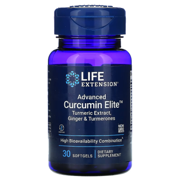 Advanced Curcumina Elite, Extrato de Cúrcuma, Gengibre e Cúrcuma, 30 Cápsulas Softgel, Life Extension