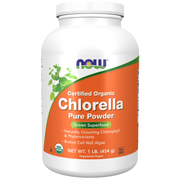 Chlorella Orgânica Certificada em Pó Puro 454 g - NOW Foods