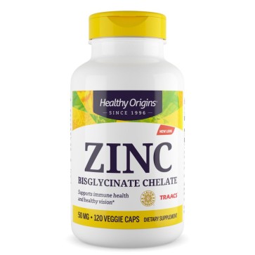 Zinco Bisglicinato Quelato, 50 mg, 120 Cápsulas Vegetarianas, Healthy Origins