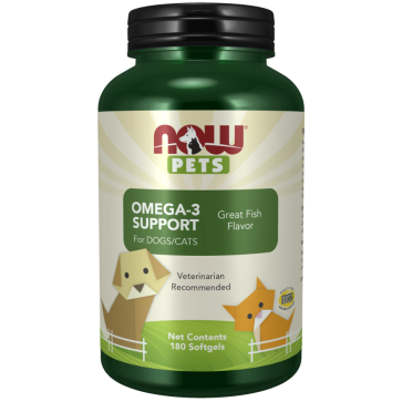 Omega 3 Pet, Suporte para Cães e Gatos 180 Softgels com Sabor Peixe, Now Foods Pets