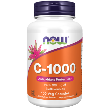 Vitamina C, 1000mg, C-1000 com Bioflavonoides, 100 Cápsulas Vegetais, NOW Foods