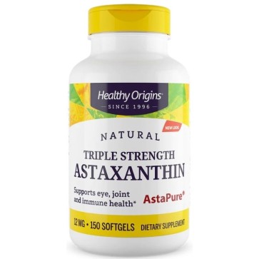  Astaxantina, 12 mg, AstaPure, Tripla Força, 150 Cápsulas Softgels, Healthy Origins