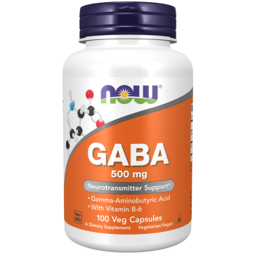 GABA com Vitamina B-6, 500 mg, 100 Cápsulas Vegetais, NOW Foods