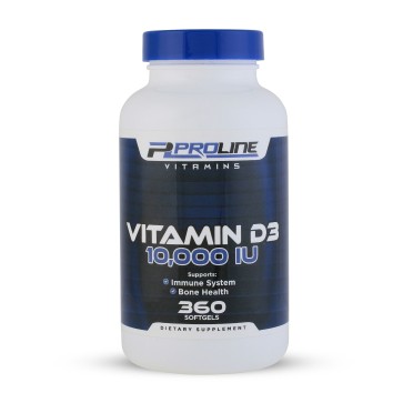 Vitamina D3 10.000UI 360 Cápsulas Softgel, ProLine Vitamins