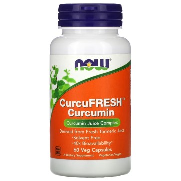 CurcuFresh Curcumina, 60 Cápsulas Vegetais, NOW Foods