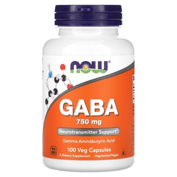 GABA, 750 mg, 100 Cápsulas Vegetais, NOW Foods