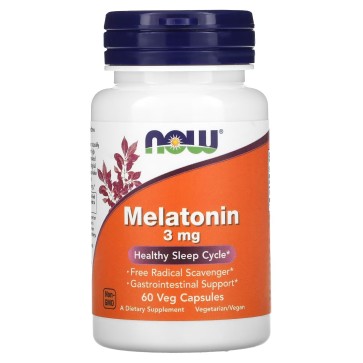 Melatonina, 3 mg, 60 Cápsulas Vegetais, NOW Foods