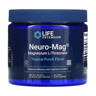 Neuro-Mag, Magnesium L-Threonate, Sabor Ponche Tropical, 93,35 g, Life Extension