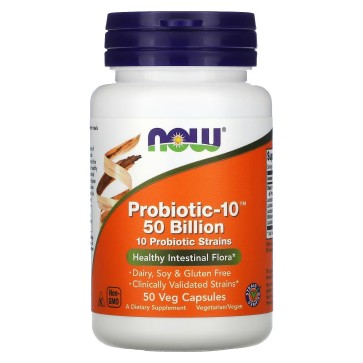 Probiotic-10, 50 Bilhões, 50 Cápsulas Vegetais, NOW Foods