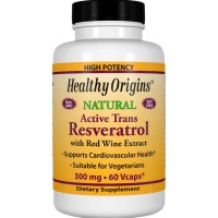 Resveratrol, 300 mg, Extrato de Vinho Tinto, 60 Cápsulas Vegetais, Healthy Origins