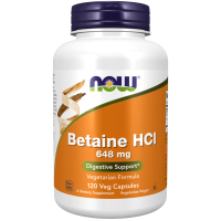 Cloridrato de Betaína, 648 mg, 120 Cápsulas Vegetais, NOW Foods