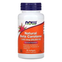 Betacaroteno Natural, 25000 UI, 7500 mcg, 90 Cápsulas Gelatinosas, Now Foods