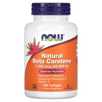 Betacaroteno Natural, 25000 UI, 7500 mcg, 180 Cápsulas Gelatinosas, Now Foods