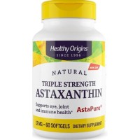 Astaxantina, 12 mg, AstaPure, Tripla Força, 60 Cápsulas Softgels, Healthy Origins