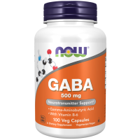 GABA com Vitamina B-6, 500 mg, 100 Cápsulas Vegetais, NOW Foods