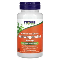 Ashwagandha, Extrato Padronizado, 450 mg, 90 Cápsulas Vegetais, NOW Foods