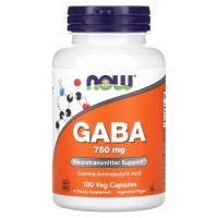 GABA, 750 mg, 100 Cápsulas Vegetais, NOW Foods