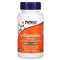 L-Carnitine, 500 mg, 60 Cápsulas Vegetais, NOW Foods