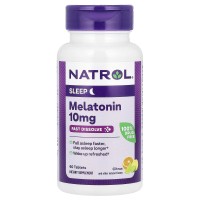 Melatonina, 10 mg, Força Máxima, 60 Comprimidos Dissolução Rápida, Sabor Citrus, Natrol