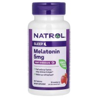 Melatonina, 5 mg, 90 Comprimidos de Dissolução Rápida, Sabor Morango, Natrol