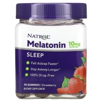 Melatonina, Morango, 10 mg, 90 Gomas (5 mg por Goma), Natrol