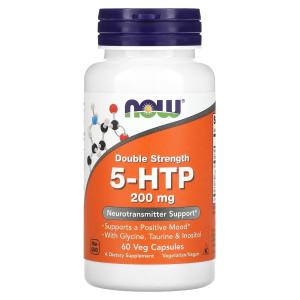 5-HTP, 200 mg, Double Strength, 60 Cápsulas Vegetais, Now Foods