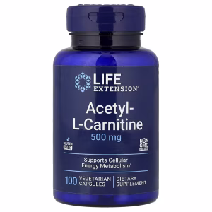 Acetil-L-Carnitina, 500 mg, 100 Cápsulas Vegetarianas, Life Extension