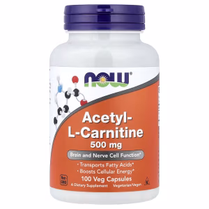 Acetil-L-Carnitina, 500 mg, 100 Cápsulas Vegetais, Now Foods