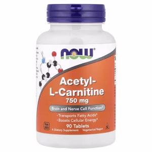 Acetil-L-Carnitina, 750 mg, 90 Comprimidos, Now Foods