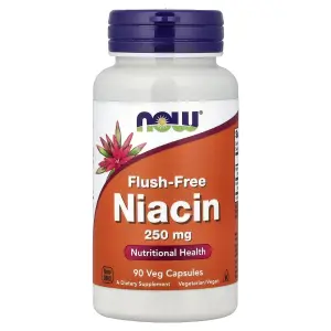 Ácido Nicotínico sem Rubor, 250 mg, 90 Cápsulas Vegetais, Now Foods