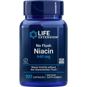 Ácido Nicotínico Sem Ruborização, 640 mg, 100 Cápsulas, Life Extension