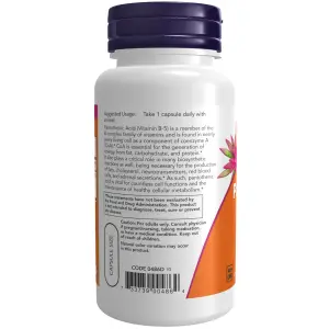 Ácido Pantotênico, 500 mg, 100 Cápsulas Vegetais, Now Foods