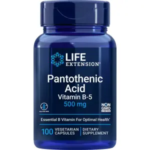 Ácido Pantotênico, Vitamina B-5, 500 mg, 100 Cápsulas Vegetarianas, Life Extension