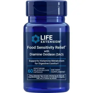 Alívio da Sensibilidade Alimentar com Diamine Oxidase (DAO), 60 Cápsulas Vegetarianas de Liberação Controlada, Life Extension