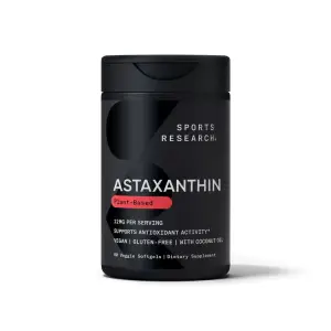 Astaxantina com Óleo de Coco, 12 mg, 60 Cápsulas Softgel Vegetais, Sports Research