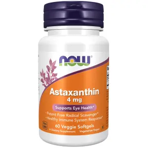 Astaxantina, 4 mg, 60 Cápsulas Softgel Vegetais, Now Foods