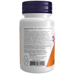 Astaxantina, 4 mg, 60 Cápsulas Softgel Vegetais, Now Foods