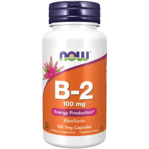 B-2, Riboflavina, 100 mg, 100 Cápsulas Vegetais, Now Foods