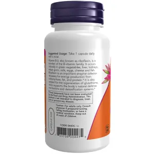 B-2, Riboflavina, 100 mg, 100 Cápsulas Vegetais, Now Foods