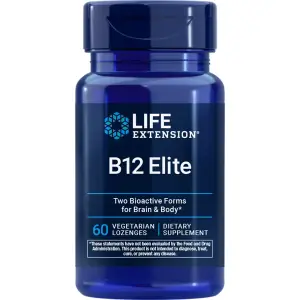 B12 Elite, Vitamina B-12 como Adenosilcobalamina, Mecobalamina, 1.000 mg, 60 Pastilhas Vegetarianas, Life Extension