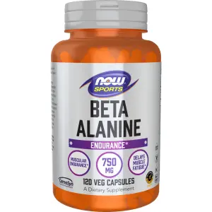 Beta-alanina, Resistência, 120 Cápsulas Vegetais (750 mg por Cápsula), Now Foods