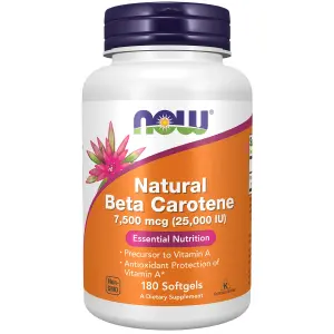 Betacaroteno Natural, 25000 UI, 180 Cápsula gelatinosas, Now Foods
