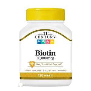 Biotina, 10.000 mcg, 120 Comprimidos, 21st Century