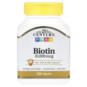 Biotina, 10.000 mcg, 120 Comprimidos, 21st Century