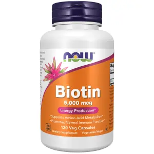 Biotina, 5.000 mcg, 120 Cápsulas Vegetais, Now Foods